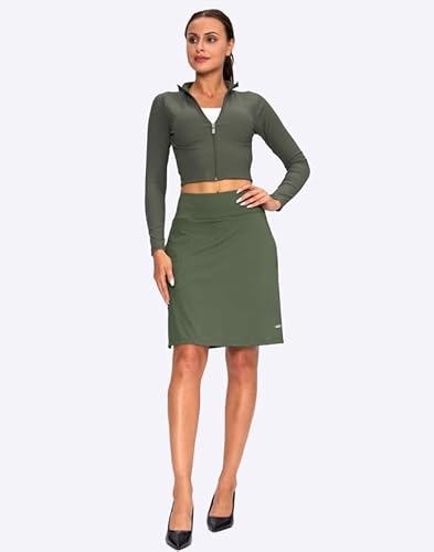 Viodia Women's 20" Knee Length Skorts Skirts Athletic Tennis Golf Skirt For Women Modest Sports Casual Summer Skirt With 5 Pockets Army Green #TOP4