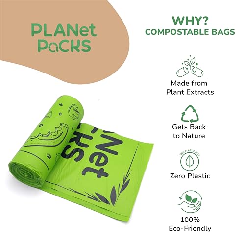 Image of Compostable Garbage Bags | Small (17 * 19 inches) | Pack of 3 (45 pcs) | Green Color | 100% Compostable & Biodegradable Garbage Bags | Leak-Proof & Heavy Duty