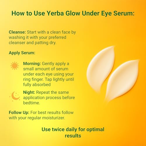 Yerba Glow Dark Circle Eye Treatment - Yerba Glow Caffeine Eye Cream for Puffiness & Bags - Under Eye Serum with Hyaluronic Acid, Peptides & Vitamin C - 0.5 oz Natural