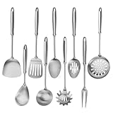 HIGH-QUALITY CONSTRUCTION: Crafted from food-grade 304 stainless steel, this 9-piece stainless steel cooking utensils set is built to last. The one-piece forging makes it sturdy and rust-resistant. With clean lines, perfect weight and balance, and an...