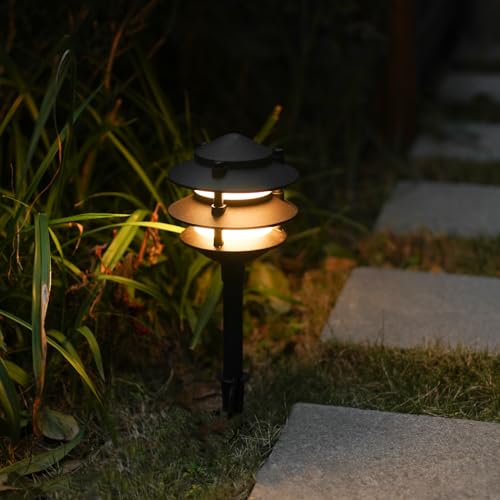 GOODSMANN Landscape Lighting 8PK Pathway Lights Low Voltage 2.2 Watt LED 12V AC Landscape Lights 30 Lumen Warm White with Cable Connectors Metal Stakes 9122-21102-08A by GOODSMANN - Image 7