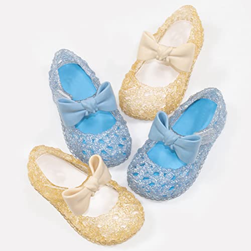 YIBLBOX Jelly Shoes for Girls Glitter Princess Flat Cosplay Mary Jane Sandals with Bow2
