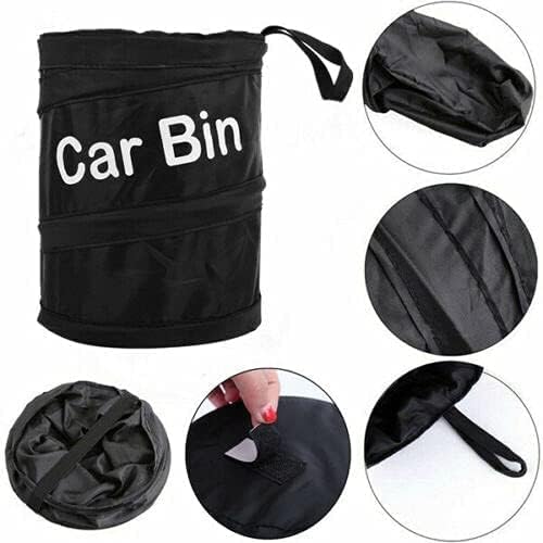 T8PRO Black Portable Collapsible Car Bin | Trash Can| Bin| Car Bin | Car Accessories | Rubbish Bin | Car Gadgets | Storage Basket | Pop-up Leak Proof Trash Bin Basket Waste Bin.