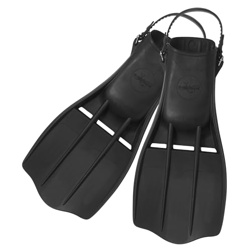 SAEKODIVE Marine Rubber Fins - Adjustable Heel Straps - Scuba Diving and Snorkeling Gear for Adults, Black (XXL)