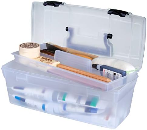 ArtBin 83805 Essentials Lift-Out Tray Box, Portable Art & Craft Organizer with Handle and Tray, Clear
