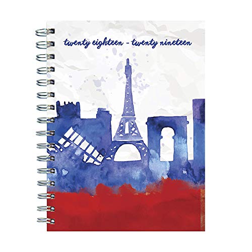 Tf Publishing 19-9063A July 2018 - June 2019 Paris Medium Weekly Monthly Planner, 6.5 X 8", Red, White & Blue #TOP12