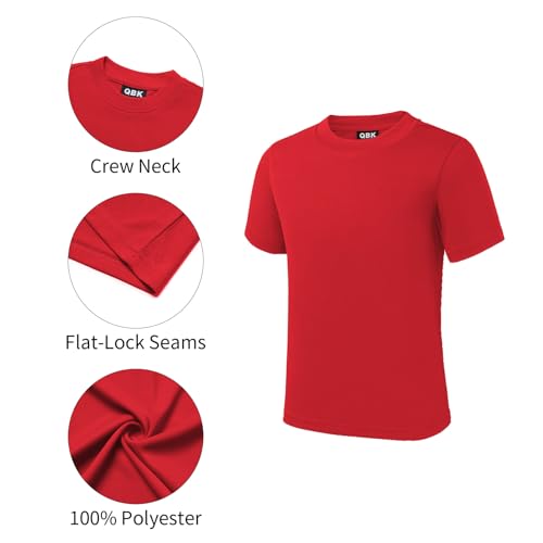 Image of QBK 2T to Youth Neon Shirt Kids UPF 50+ Dry Fit Athletic Short Sleeve Rash Guard T Shirts for Boys Girls Sports Undershirt
