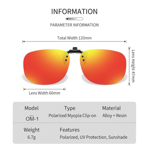 Image of Polarized Clip On Sunglasses Over Prescription Glasses Men Women Rimless Flip Up