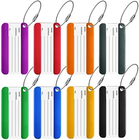 Lot de 5 Etiquette Bagage Aluminium, Étiquette Valise Avion avec Carte