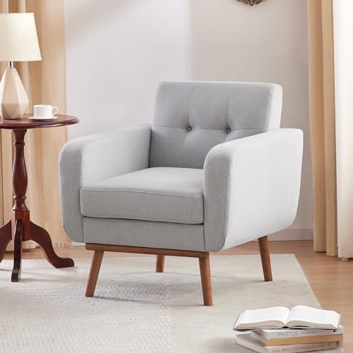Sillón Acento Tapizado Gris Claro miniatura 1
