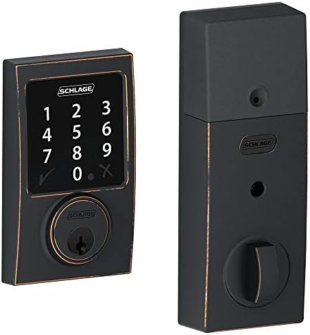 (New Model) Schlage Connect Century Touchscreen Deadbolt with Z-Wave Technology and Extra Key BE468 (Aged Bronze)