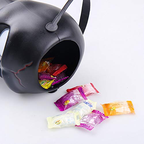 KEPATO Mini Halloween Skull Candy Bowl Holder Decor for Halloween 6 Pack Novelty Skull Bucket Halloween Bucket Candy Holder Trick Or Treat Bucket (Black)
