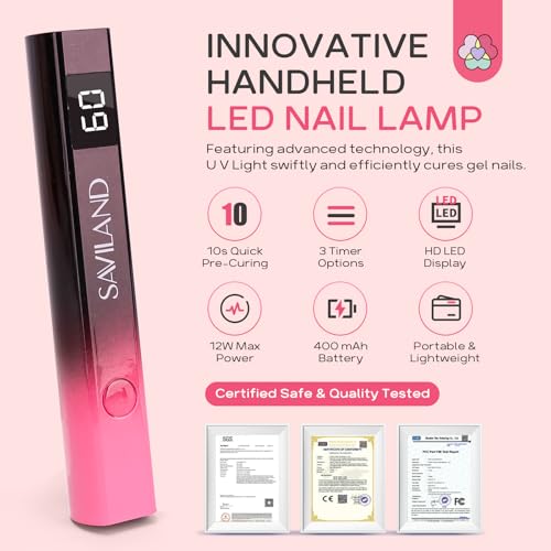 Image of SAVILAND Mini Handheld U V Light for Nails, 12W