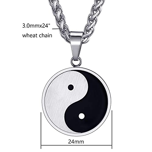 MOO&LEE Mens Pendant Necklace Amulet Jewellery Chain Small Yin Yang Taichi Pendant with 24 Inches Stainless Steel Link Chain4