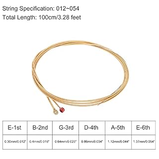 sourcing map Acoustique Guitare Cordes, 3.28ft Cuivre Léger Tension pour 6 Cordes Guitare avec Corde Winder-Chaude… – Image 2