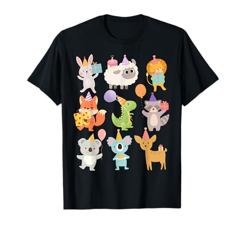 Zoo Day Wildlife 9 Animals Birthday Party Women and Kids T-Shirt