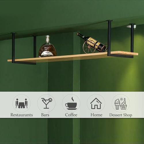 Étagère de plafond pour bar et restaurant avec support de stockage de vin en bois - 5