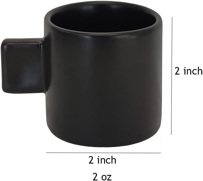 Sizikato 4pcs Matte Porcelain Mini Coffee Cup with Handle, 2 Oz Espresso Coffee Cup
