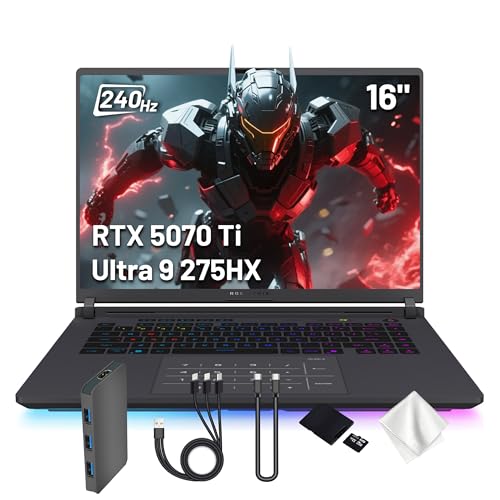 Image of ASUS ROG Strix G16 16 inch 2.5K 240Hz Gaming Laptop, Intel Ultra 9 275HX, GeForce RTX 5070 Ti 12GB GDDR7, 64GB DDR5, 5TB Storage (4TB SSD&1TB Docking Station), Backlit Keyboard, Wi-Fi 7, Win 11 Pro, Gray