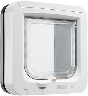 Sure Petcare SureFlap Microchip Cat Flap Battery Operated RFID Collar Tags and Microchips Compatible One Button Control Installs in Doors, Glass Panels and Walls, Grey/White product image