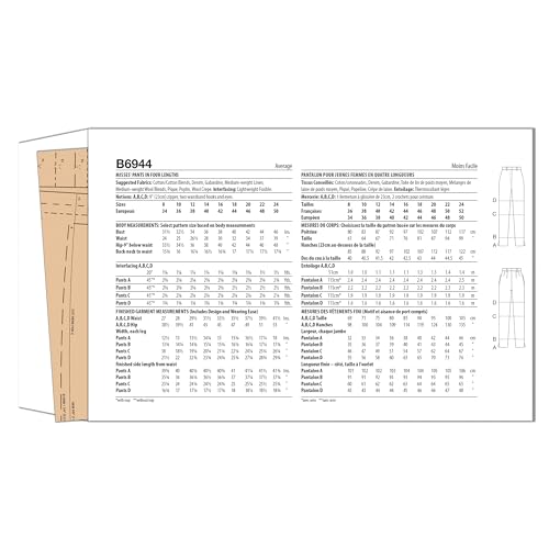Butterick Misses\' Pants Sewing Pattern Kit by Palmer/Pletsch, Design Code B6944, Sizes 16-18-20-22-24, Multicolor