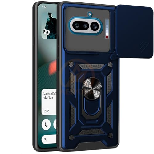 Image of Armor Bumper Back Cover Case for Nothing Phone 4A 5G | Rotating Camera Cover, Ring Holder & Kickstand | Heavy Duty & 360 Degree Protection Nothing Phone 4A 5G Back Cover (Blue)