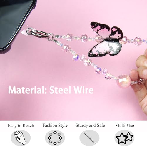 LOIKMIUP 2Pcs Phone Charm for Women, Phone Wrist Strap Hands-Free Beaded Chain, Detachable Lanyard Key Chain — view 6