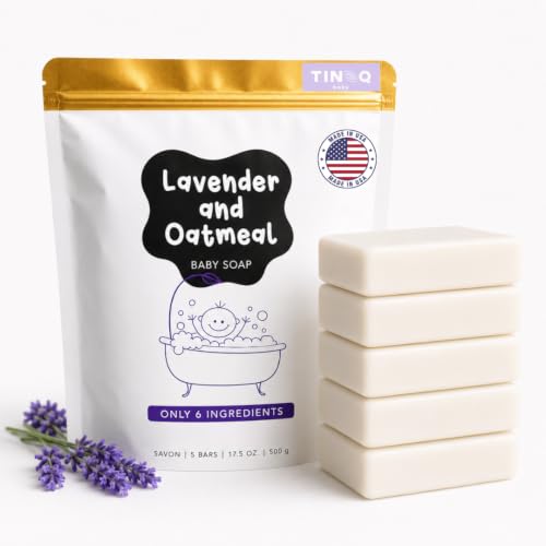 Baby Soap Bar For Sensitive Skin | Natural Bath Soap For Toddlers Kids Adults | Relaxing Organic Lavender Essential Oil | No Artificial Fragrance | Only 6 Ingredients | Vegan | No SLS | 5 Bars