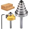 HOHXEN Rabbet Router Bit con 6 rodamientos ajustables, fresa para ranuras de carburo cementado, para la carpintería y herramientas de bricolaje [Diámetro del vástago: 6,35 mm(1/4″)