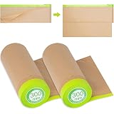 BetterJonny 2 Rolls Pre-Taped Masking Paper for Painting, 12 inch x 50 feet Tape and Drape Painters