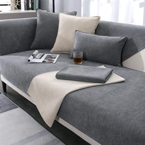 Funda De Sofa Antideslizante 1 2 3 4 Plazas Manta De Sofá De Chenilla Para Sofa De Cuero Chaise Longue Forma De L/U Rebel Cat AntiarañAzos Sofa Cover Para BalcóN Ventana(Pillowcase：30X50cm,Gray 2)
