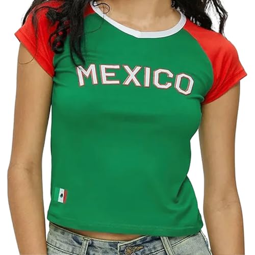 Womens Vintage Baby Tees Mexico Jersey Shirts for Women Mexican Y2k Graphic Crop Tops Cropped Tee 2000s Clothing2