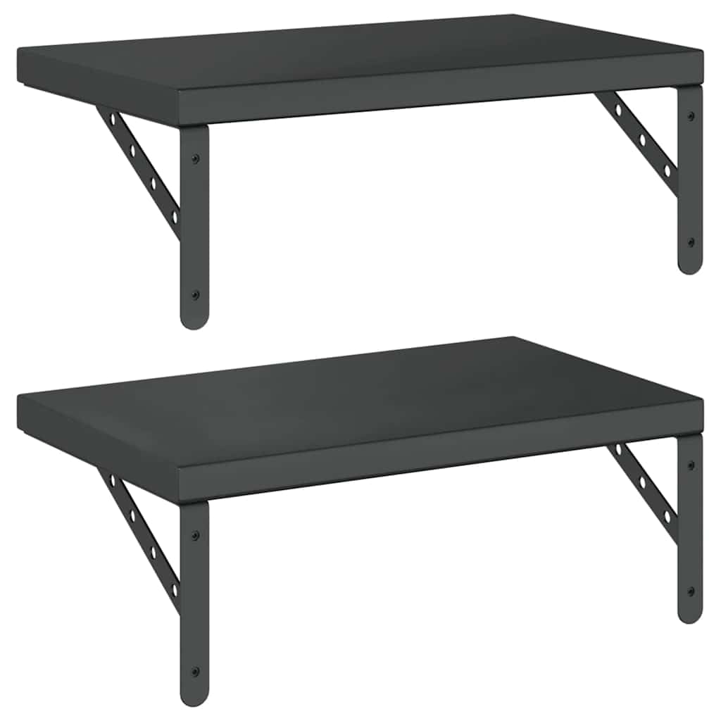 Generisch Wandregale 2 STK. 50x30 cm Schwarz Edelstahl,Möbel,Regalsysteme,Wandregale-3214518