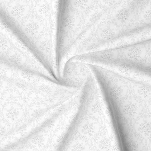 Image of Layers 100% Cotton Bedsheet for King Size Bed | Lumina Floret Collection | 144 TC Soft & Breathable | Printed with 2 Pillow Covers | Wrinkle Free & Colorfast | 3 Piece Bedding Set - White & Grey