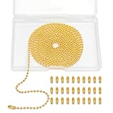 33 Feet Ball Chain Necklace, 2.4mm Ball Bead Chain with 30 Pieces Connectors Clasps,Metal Ball Chain for Dog Tag, Ceiling Fan Pull Chain Extender, Jewelry Making Kit, DIY Crafts (Gold)