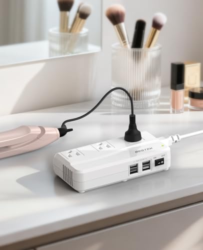 BESTEK Universal Travel Adapter 220V to 110V Voltage Converter with 0-2.4A 4 Port USB Charging and...