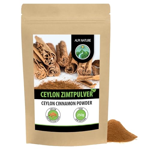 Alpi Nature Ceylon Zimt gemahlen 250g, Ceylon Zimtstangen...
