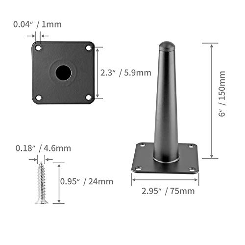 Seimneire 4Pcs 6 Inch Furniture Legs, Straight Conical Metal Legs Matte Black Mid-Century Style Furniture Feet For Sofa Cabinet Table Chair Cupboard Couch Ottoman Home Diy Projects #TOP3
