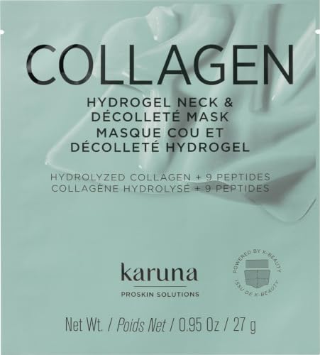 Karuna Collagen Neck & Chest Hydrogel Mask 1-Pack | Firming & Hydrating K-Beauty Masks with Collagen, Peptides & Niacinamide | For Wrinkles & Sagging Skin | Cruelty-Free