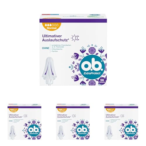 o.b. Tampons ExtraProtect normal 4 x 56 Stk, mit Dynamic Fit Technologie für bis zu 100 Prozent Auslaufschutz während der Periode