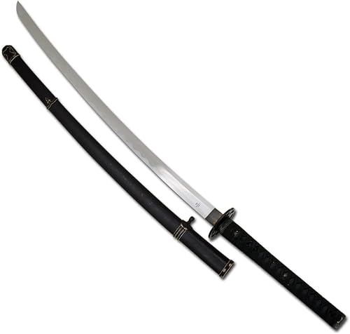 Miniatura 2 de Snake Eye Tactical Espadas katana samurái japonesas clásicas, funcionales, forjadas a mano, acero T10, espiga completa, vaina de madera con soporte