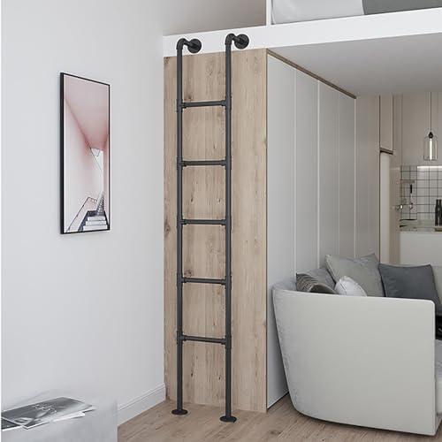 Heavy Duty Steel Bunk Bed Ladder for Loft & Emergency Use 105 cm (41 3/8") Climbing Steps for Apartments Basements and Roofs - Durable White Design