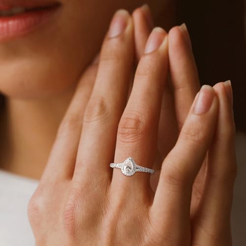 Moissanite Engagement Ring, D Color VVS1 Clarity, 1.2-1.7CT, 925 Sterling Silver with 18K White Gold Plated, Cushion/Heart/Oval/Princess Cut Promise Rings for Women2