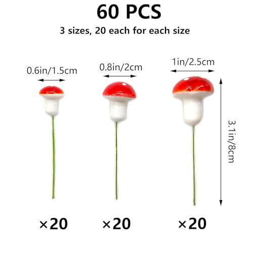 Niuhong 60 Pcs Simulación Decoración Hongos Macetas Mini Decoración Setas Setas Jardín Miniatura Seta Pequeña Decoración Bricolaje Estatua Planta Micro Decoraciones Paisaje Accesorios Macetas - imagen 2