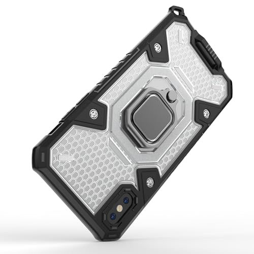 Image of Tough Armor Bumper Back Case Cover for iPhone X | Ring Holder & Kickstand in-Built | 360 Degree Protection Back Case Cover for iPhone X (Black)