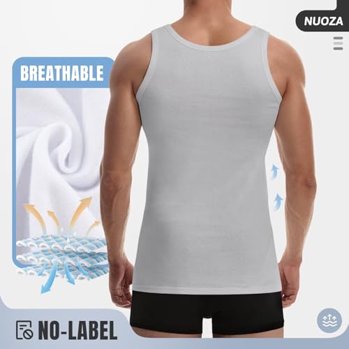 NUOZA Unterhemd Herren 3er Pack 100% Baumwolle Tank Top Ärmellos – Ansicht 3