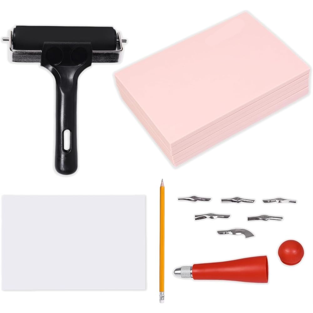 Littimoon Linocut Tools Rubber Linoleum Blocks for Printmaking, Block Printing Supplies for Beginners& Artists-Linocut Kit