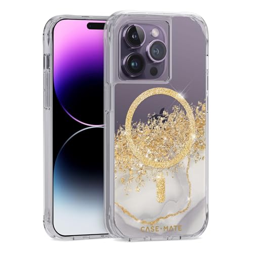 iPhone 14 Pro coque Case-Mate Karat Marble chic en véritable feuille d'or MagSafe