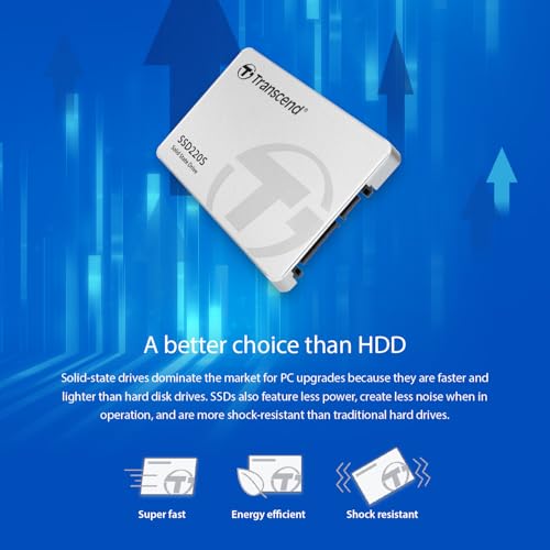 Image of Transcend SSD220 120GB 2.5 inch SATA III 6Gb /s SSD, Up to 500MB /s, Compatible with PS4 /Laptops /Desktops /PCs /Notebooks Upgrade, Internal Solid State Drive with SLC Cache /3D TLC NAND /RAID Engine /LDPC Coding