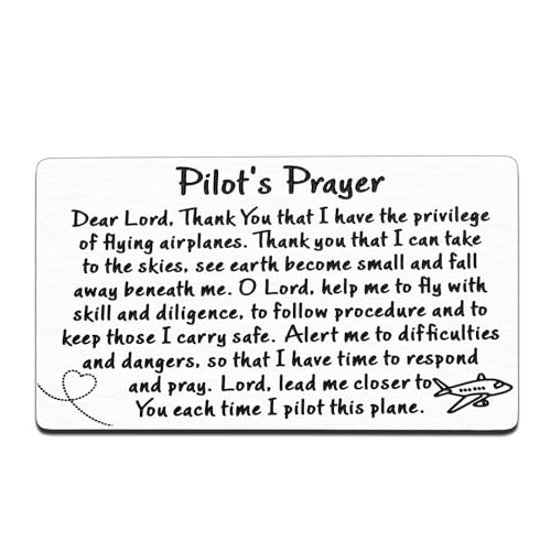 Fleure Esme Pilots Prayer Card Aviation Gift for Him Christian Inspirational Wallet Insert Card for Pilot Gifts for Men Graduation Birthday Retirement Keepsake Gifts for Pilots Husband Boyfriend Dad